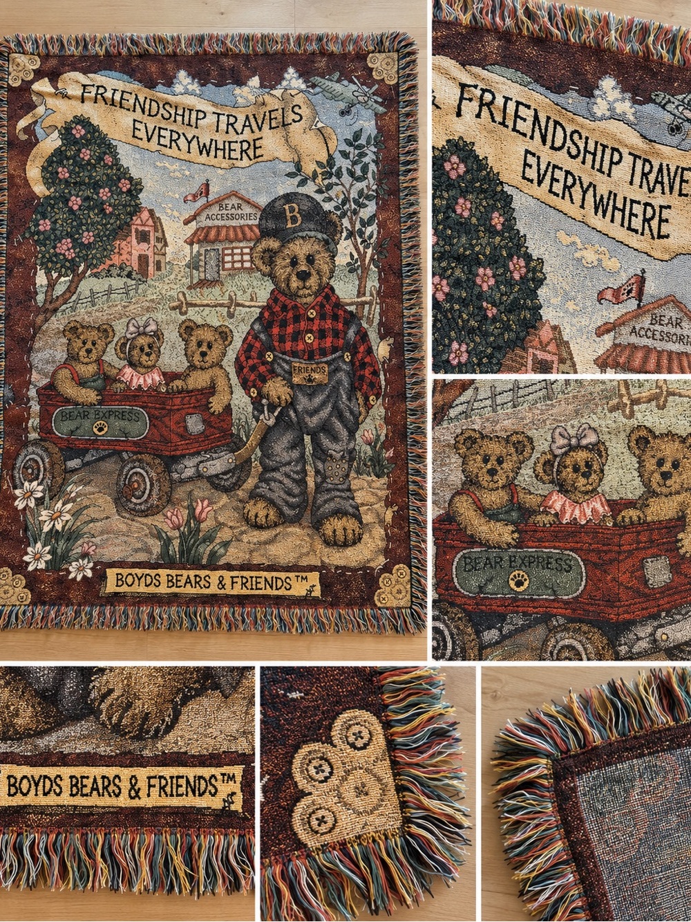 Boyds Bears & Friends Brown Teddy Wall Throw - Friendship Travels Everywhere
